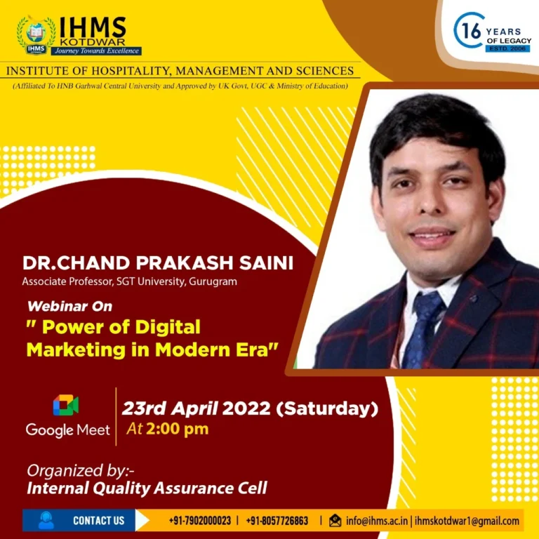 Webinar on “Power of Digital marketing in Modern Era”
