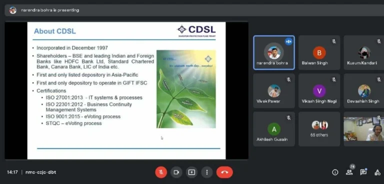 Webinar on “Basics of Investment and Depository Services”